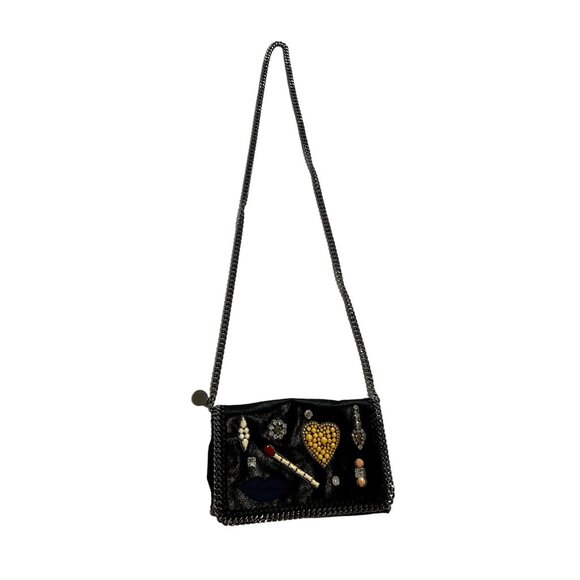 Stella McCartney Shaggy Deer Falabella Flap bag Gem Bag in Black
